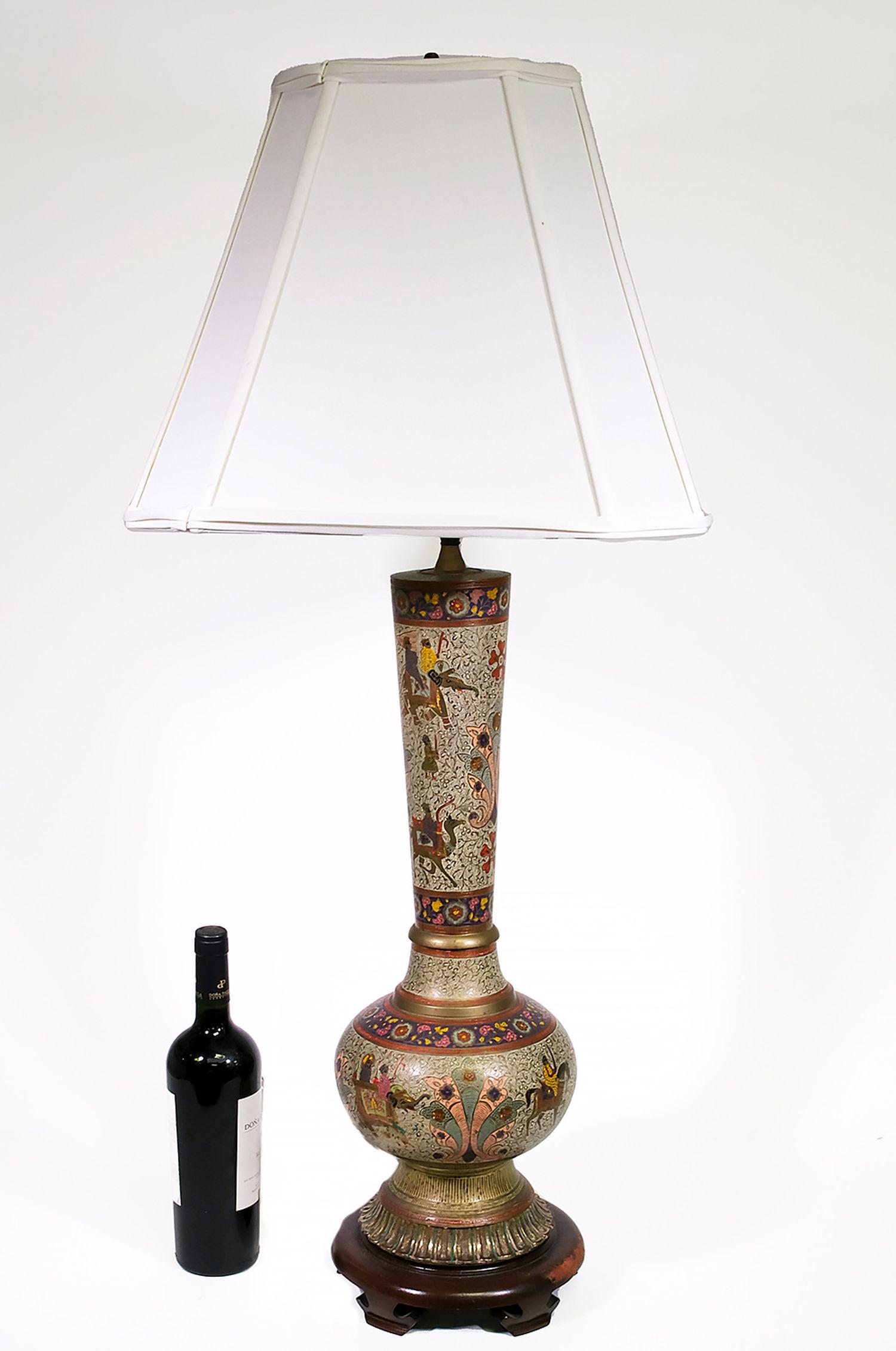 Enamel on Brass Lamp, 24"h (1 of 8)