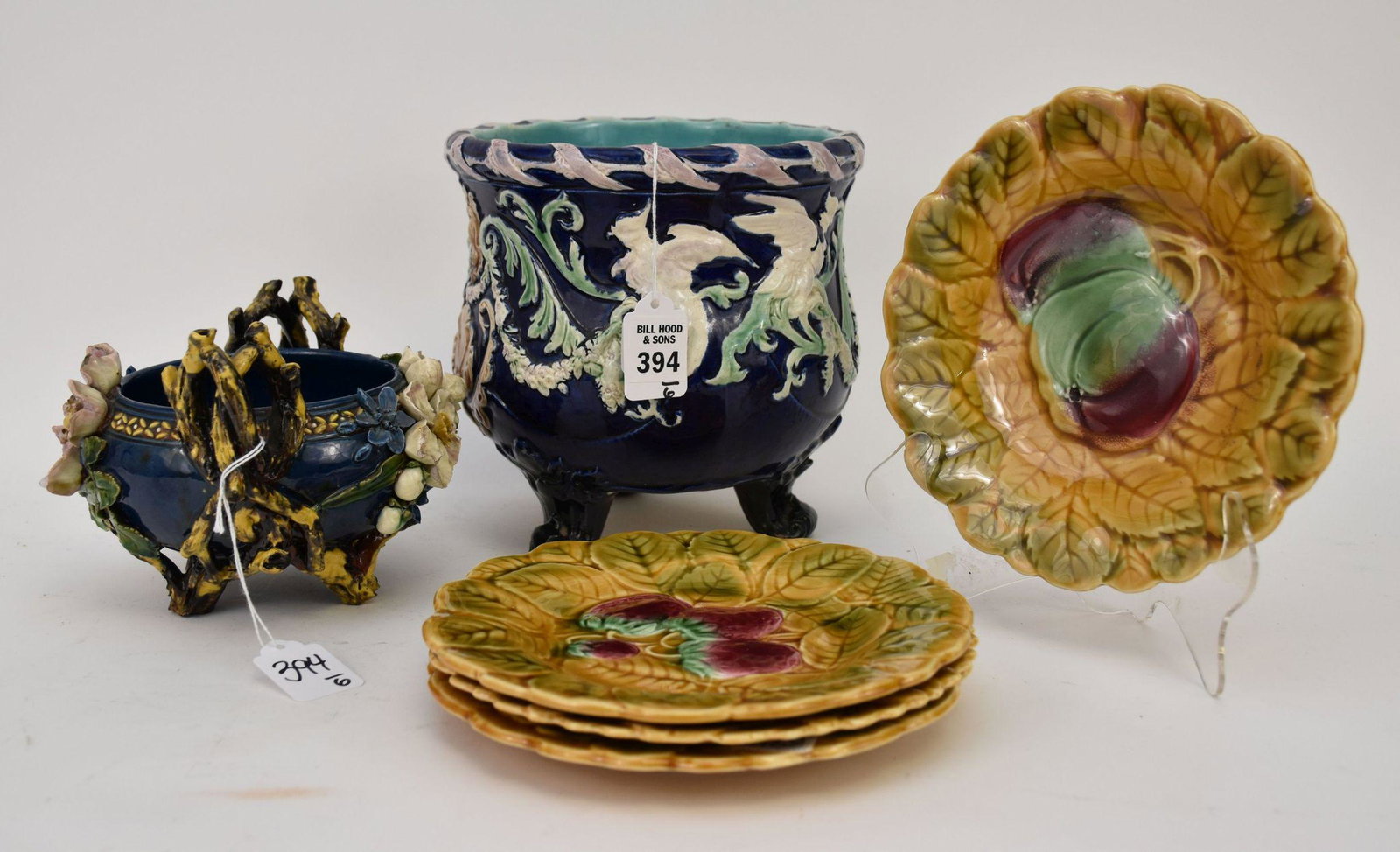 Grouping of 6 Antique Majolica Pottery Articles - Comprising: a 19th century French Barbotine (1 of 7)