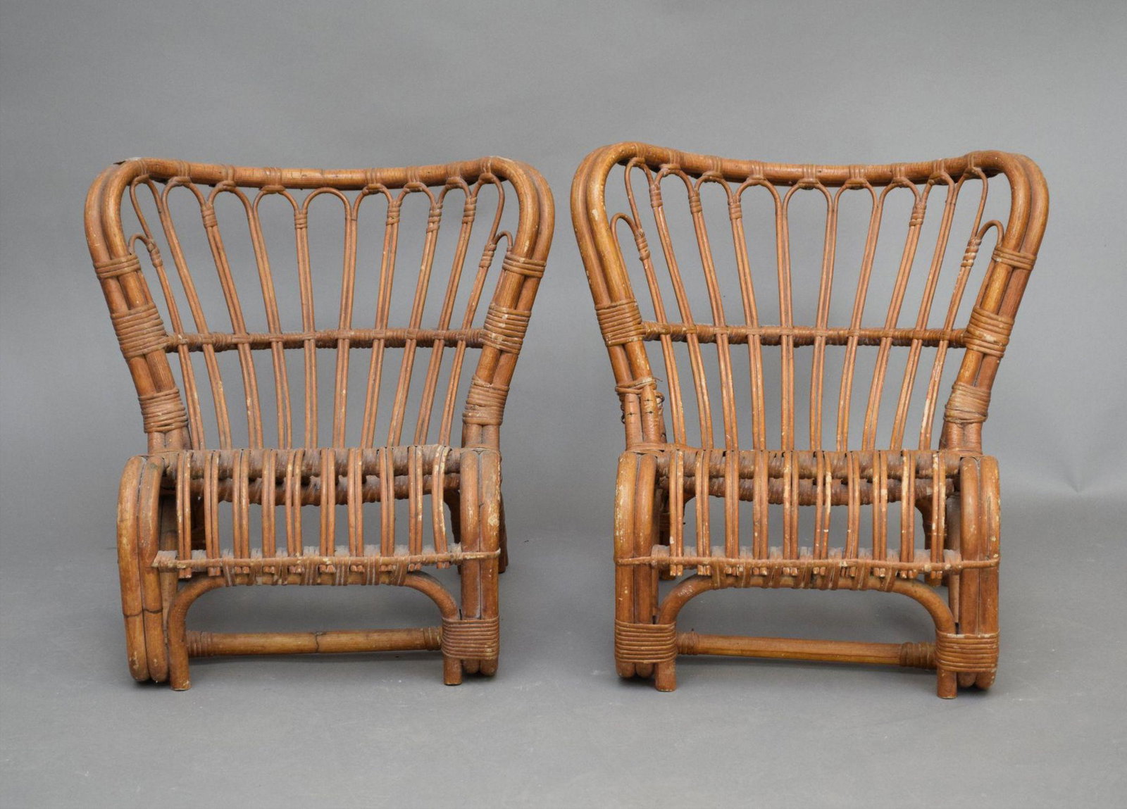 Pair Child's Vintage Rattan Chairs, 18"h x 21"w (1 of 2)