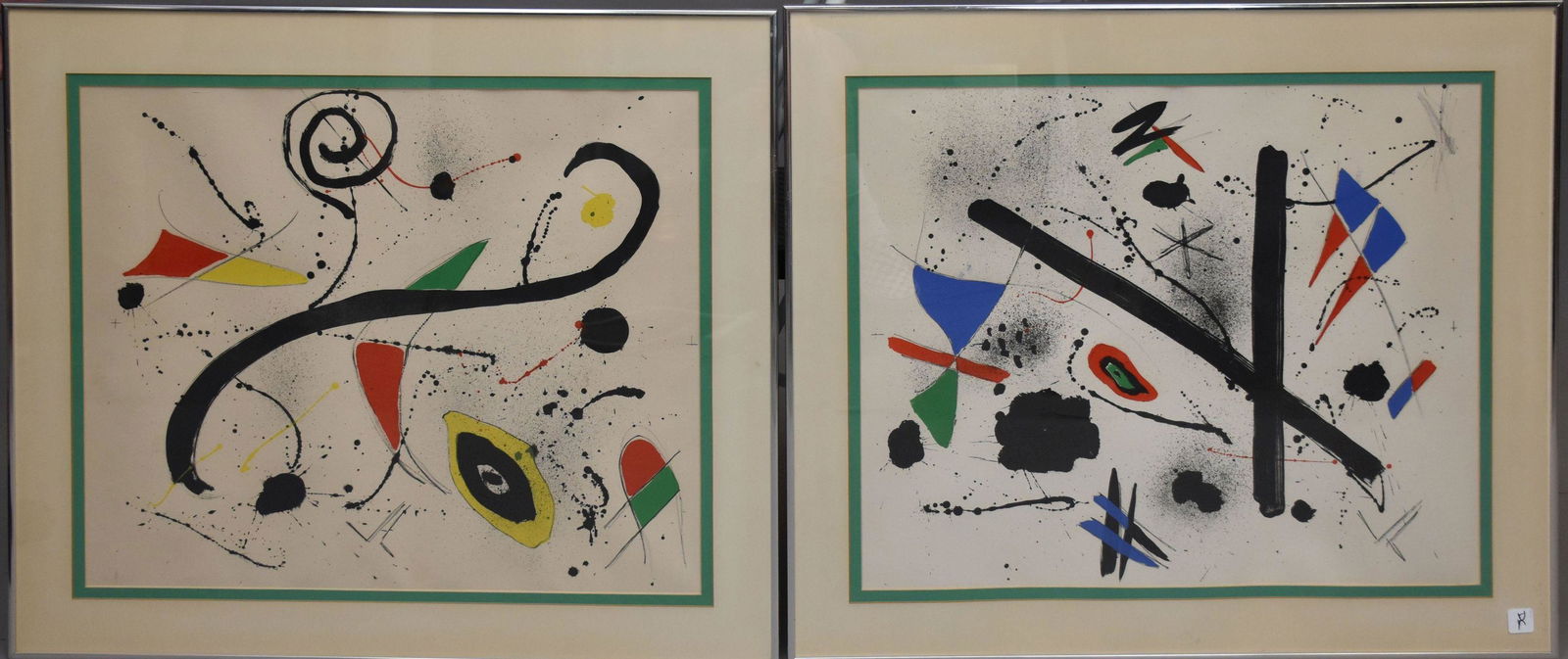 Pr. of Miro lithographs unsigned / unknown edition. 27-1/2 x 31-1/4 inches (1 of 4)