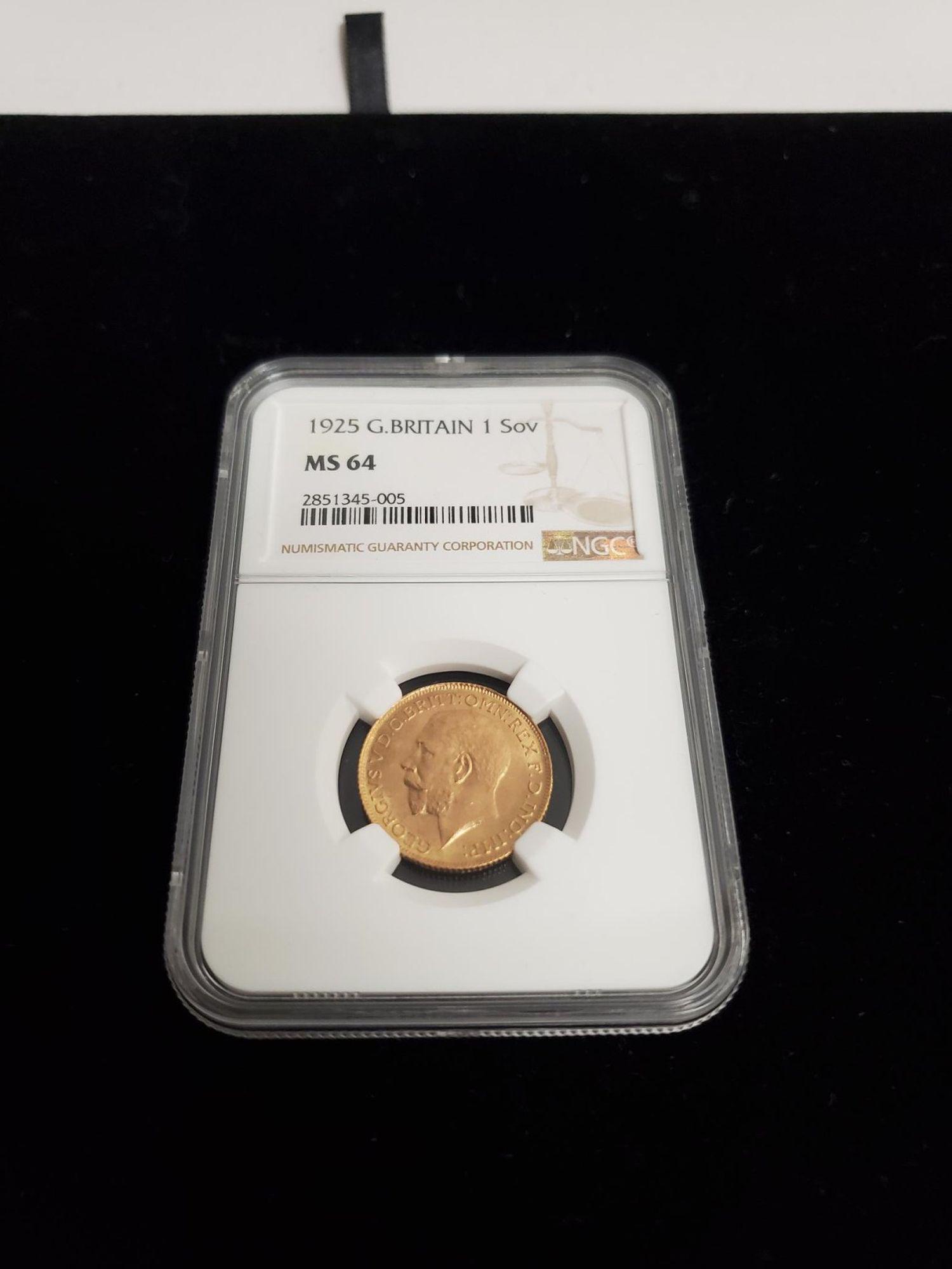 King George V 1925 Gold Sovereign Coin Great Britian NGC MS64 (1 of 4)