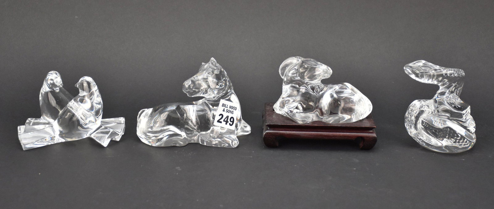 4 Baccarat Crystal Animals, Ram, Horse, Bird and Snake, Largest 5 x 3-1/2 inches (1 of 4)