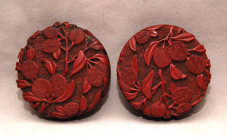 Ming Dynasty 17th/18th Cent. Covered cinnabar box,: Ming Dynasty 17th/18th Cent. Covered cinnabar box, connecting edge of this piece must be handled very delicately, two parts have damage, 3 1/4" L x l 1/4h