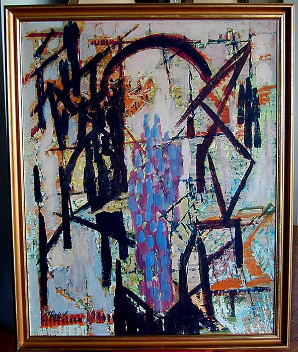 VICTOR THALL (Amer. 1902-1983) ABSTRACT OIL ON BOAR: VICTOR THALL (Amer. 1902-1983) ABSTRACT OIL ON BOARDAn oil on board by the renowned American Abstract Expressionist painter VICTOR THALL, 29" x 23", signed lower left Thall, V.