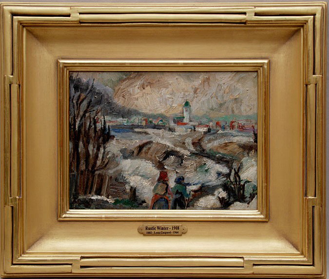 Leon Schulman Gaspard (AMERICAN/RUSSIAN, 1882-1964: Leon Schulman Gaspard (AMERICAN/RUSSIAN, 1882-1964) oil on canvas board, Russian Winter, 9"x12" in gallery frame