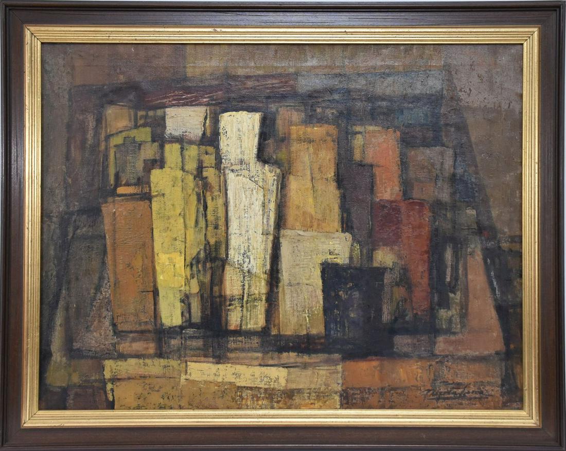 MIRTA CERRA HERRERA (1904-198) Cuban, 20th Century. Construccion - 1959. Oil on canvas. Signed (1 of 9)