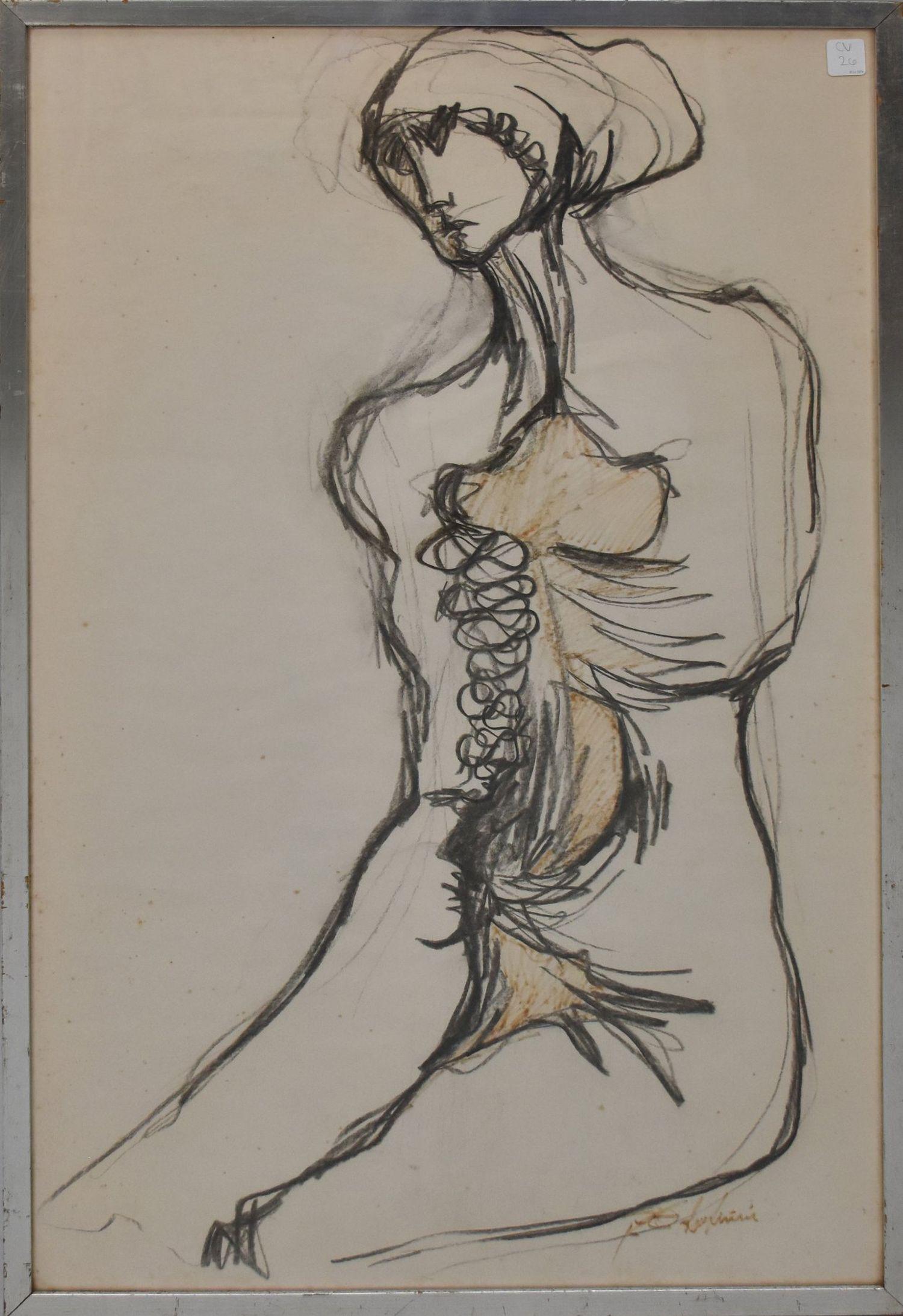 ROBERTO ESTOPINAN (1921-2015) Cuban, 20th Century, Untitled, 1970, Crayon and charcoal, Signed lower (1 of 6)