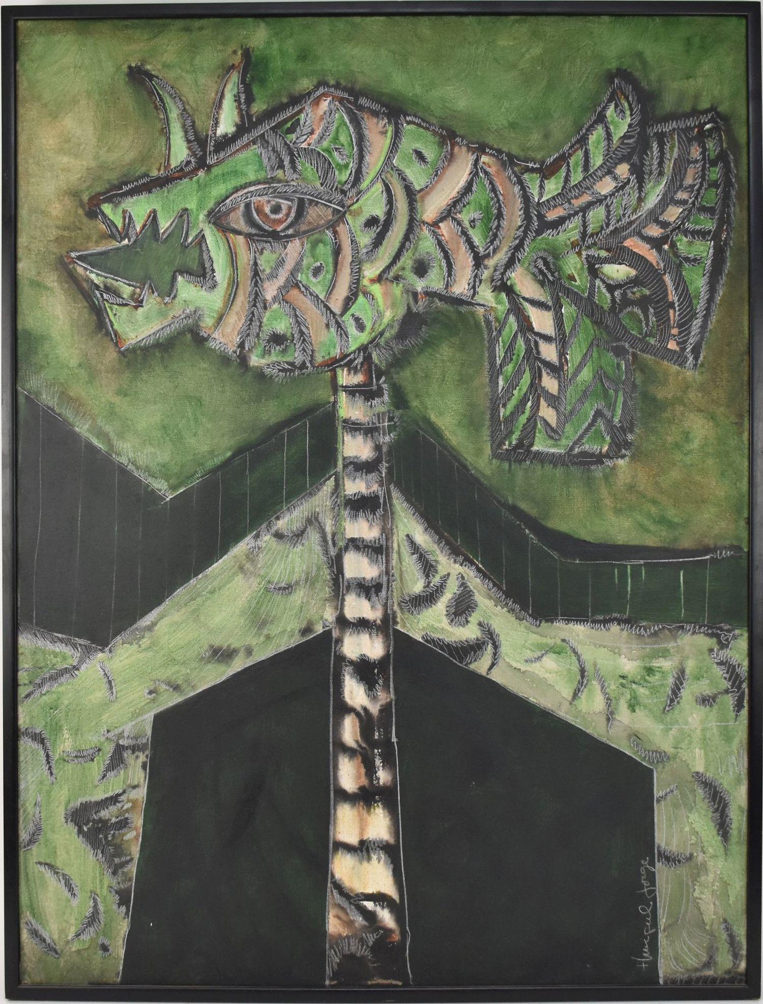 MIGUEL JORGE (1928-1984) Cuban, 20th Century, Untitled, 1980, Oil and pencil on canvas, Signed lower (1 of 6)