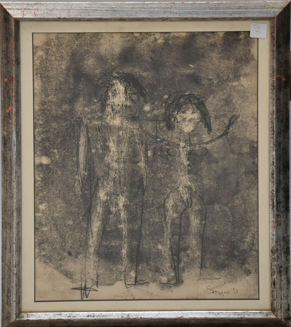 GUSTAVO SORZANO (b. 1944) Colombian, 20th Century, Adan y Eva, 1963, Mixed media on lithographic (1 of 5)