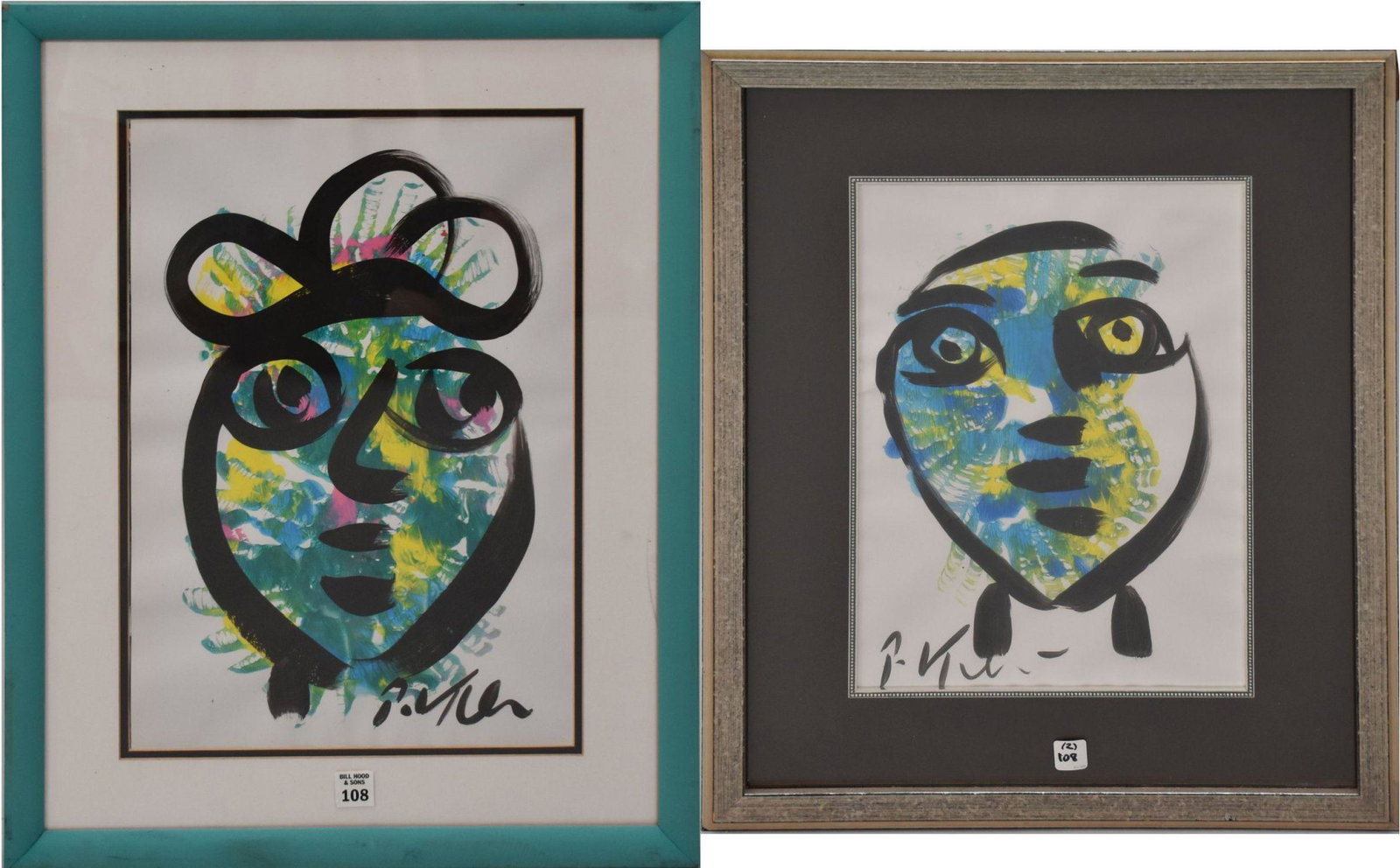 Two Paintings: Peter Robert Keil (German / American, Born 1942) Expressionist Face Painting. oil on (1 of 10)