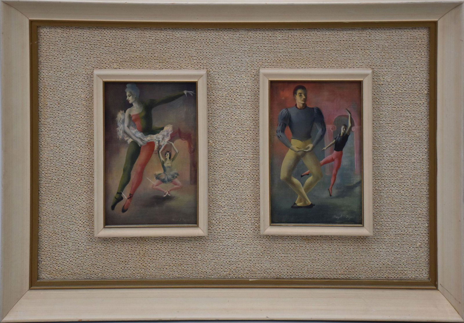 HAZEL JANICKI TEYRAL (American, 1918 - 1976) Ballet Dancers, Oil on Board, two mounted paintings on (1 of 6)