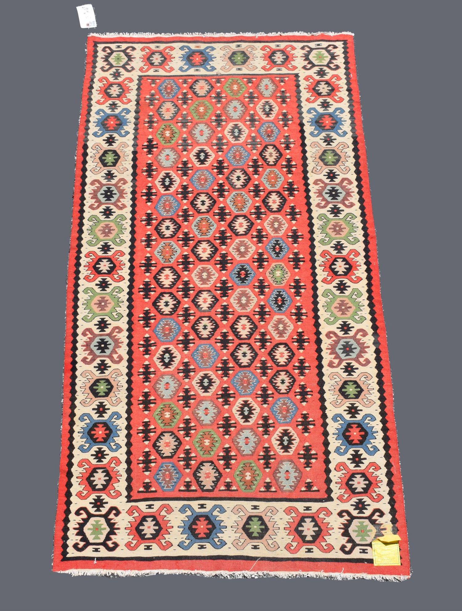 Turkish Kilim Carpet, 3'5" x 6'5": Turkish Kilim Carpet, 3'5" x 6'5"