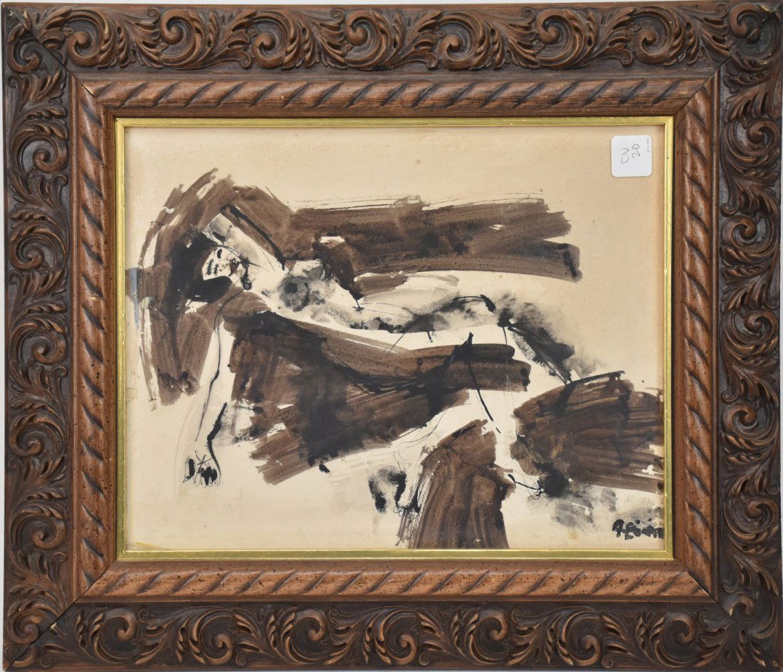 ANTONIA EIRIZ (1929 â€“ 1995) Cuban, 20th Century, Mujer Desnuda, 1950, Ink and water on paper (1 of 4)