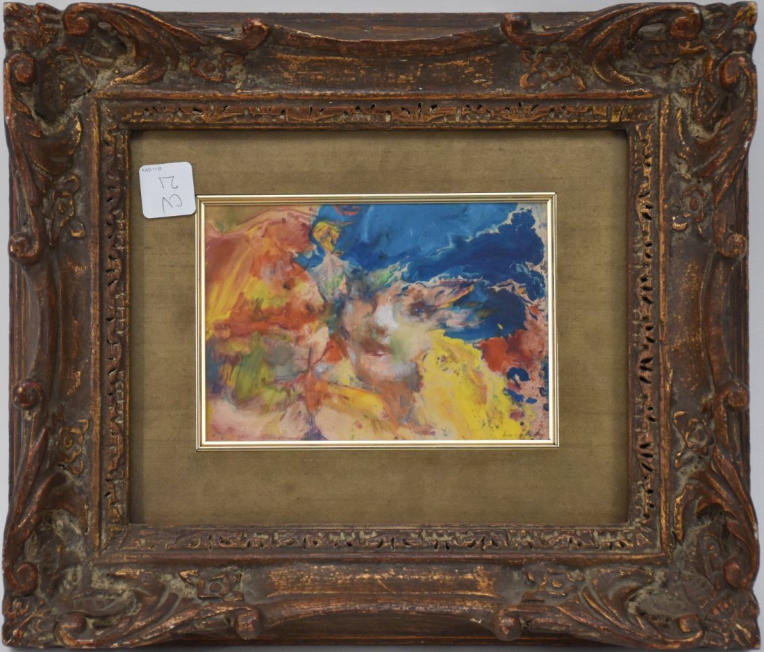 EBERTO ESCOBEDO LAZO (1919 â€“ 1995) Cuban, 20th Century. Untitled. Watercolor on paper: EBERTO ESCOBEDO LAZO (1919 â€“ 1995) Cuban, 20th Century. Untitled. Watercolor on paper. Decorative composition of a female. Signed lower right in pencil - Escobedo, H. 5 x W. 6.5 inches
