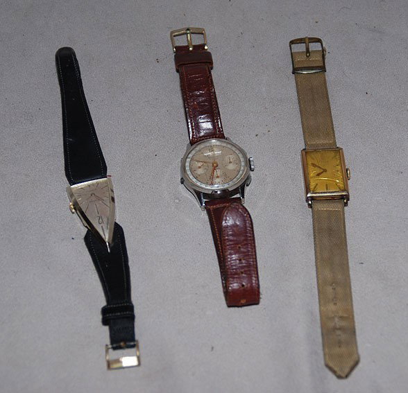 Lot of 3 vintage wrist watches, incl; Mundus, Elgin : Lot of 3 vintage wrist watches, incl; Mundus, Elgin and Hamilton