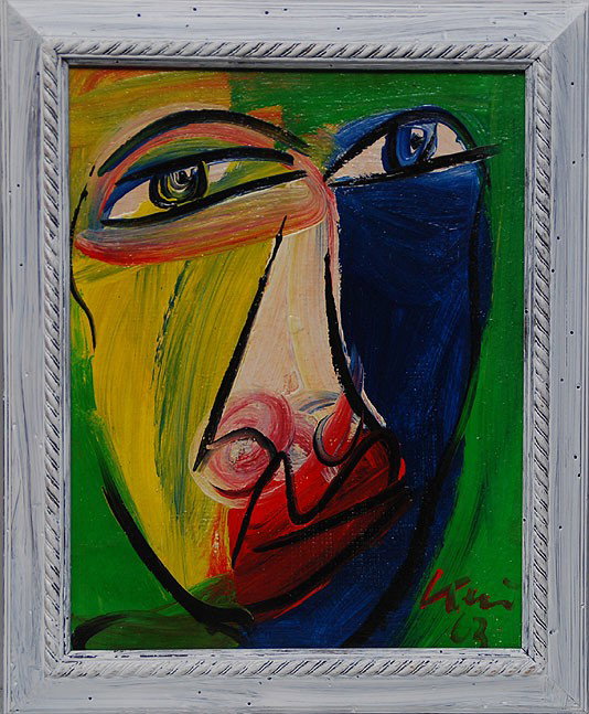 Peter Robert Keil (Germany 1942- ) oil on masonite, : Peter Robert Keil (Germany 1942- ) oil on masonite, "face" 14"x11"
