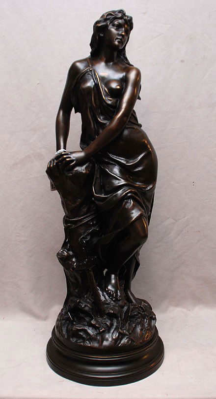 French Patinated Bronze Sculpture signed Dubut, 29: French Patinated Bronze Sculpture signed Dubut, 29" tall