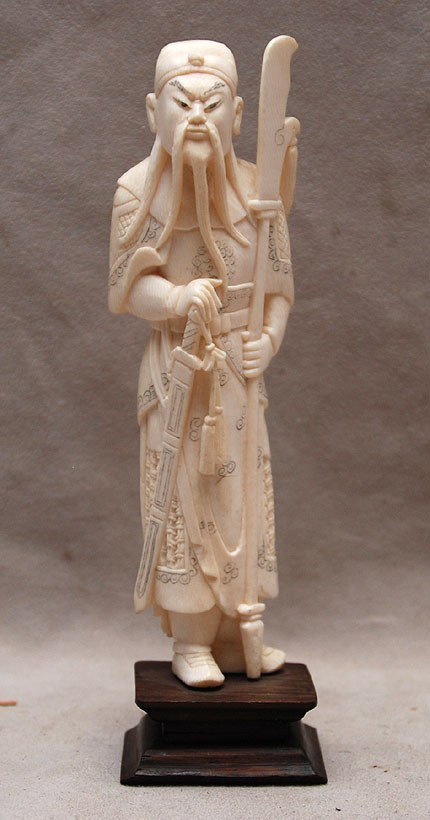 Ivory figure of warrior with spear, 6"h: Ivory figure of warrior with spear, 6"h