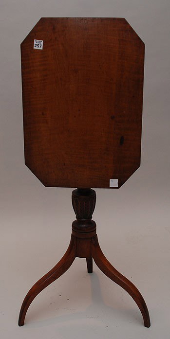 American 19th c. maple tilt top candle stand: American 19th c. maple tilt top candle stand