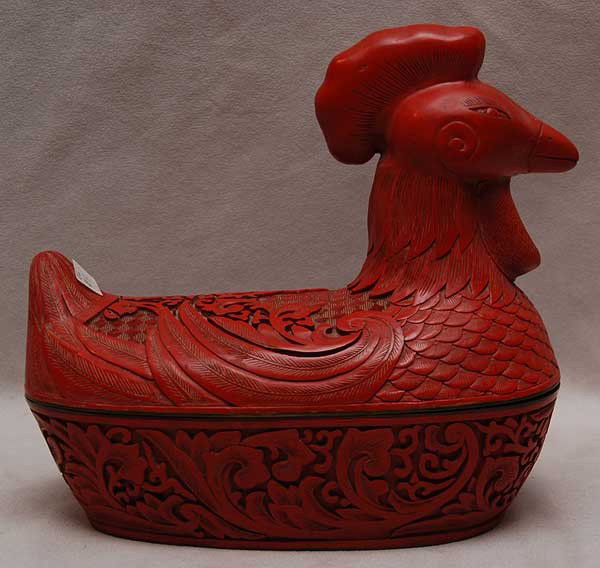Cinnabar duck covered box, 8"l x 7 1/2"h: Cinnabar duck covered box, 8"l x 7 1/2"h