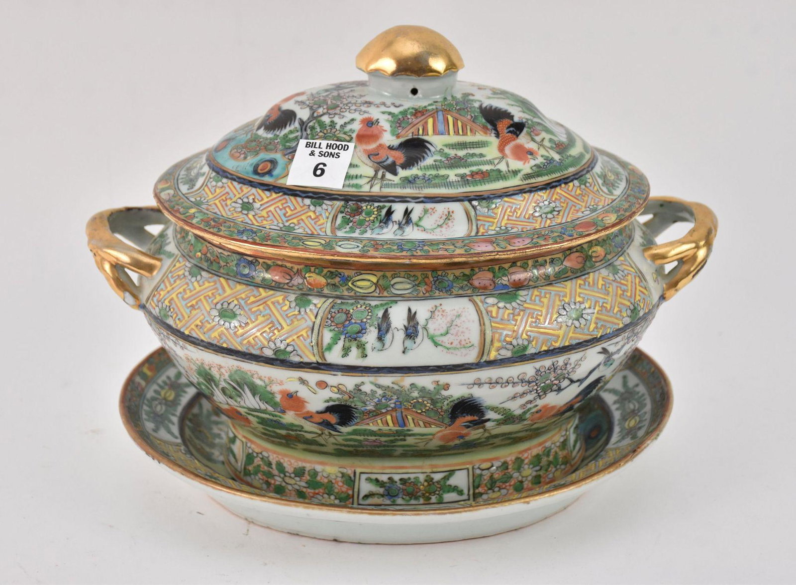 Chinese Famille Verte Covered Tureen and underplate, 9 x 12 inches (1 of 7)