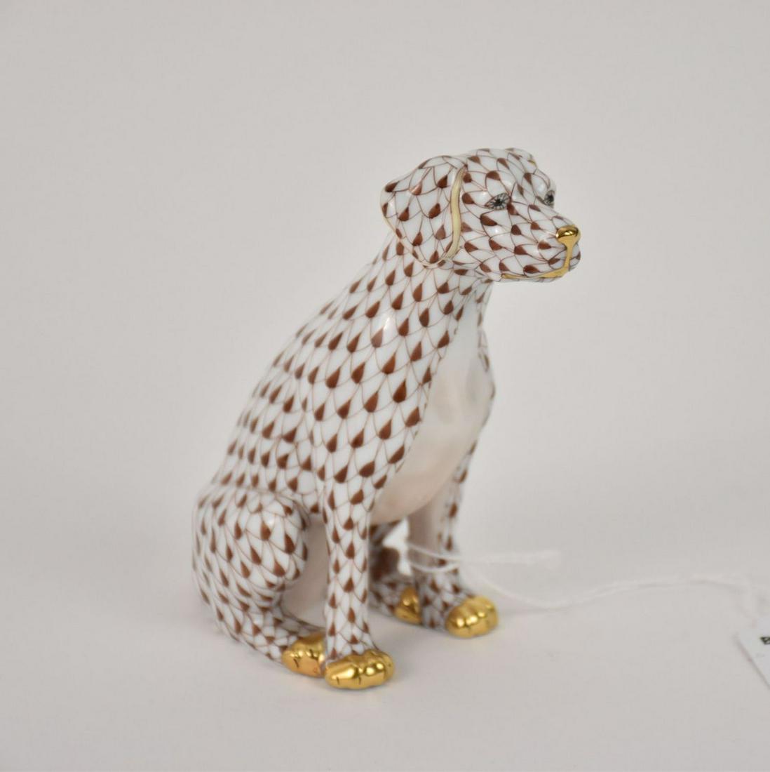 HEREND Dalmatian Chocolate Fishnet Porcelain Figurine - Hungary. Seated Dog figurine. Item # (1 of 3)