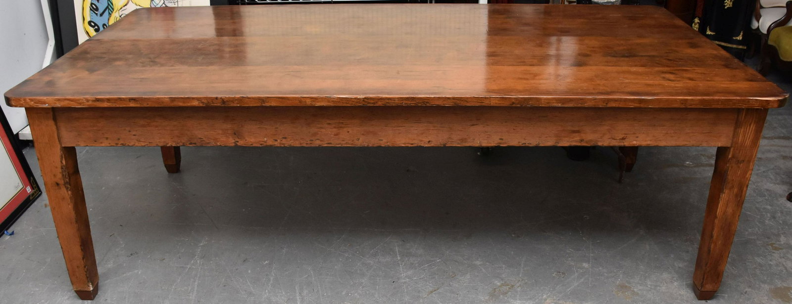 Antique Refractory/Farm/Conference Walnut Table With 2 Side By Side Drawers Either End (1 of 6)