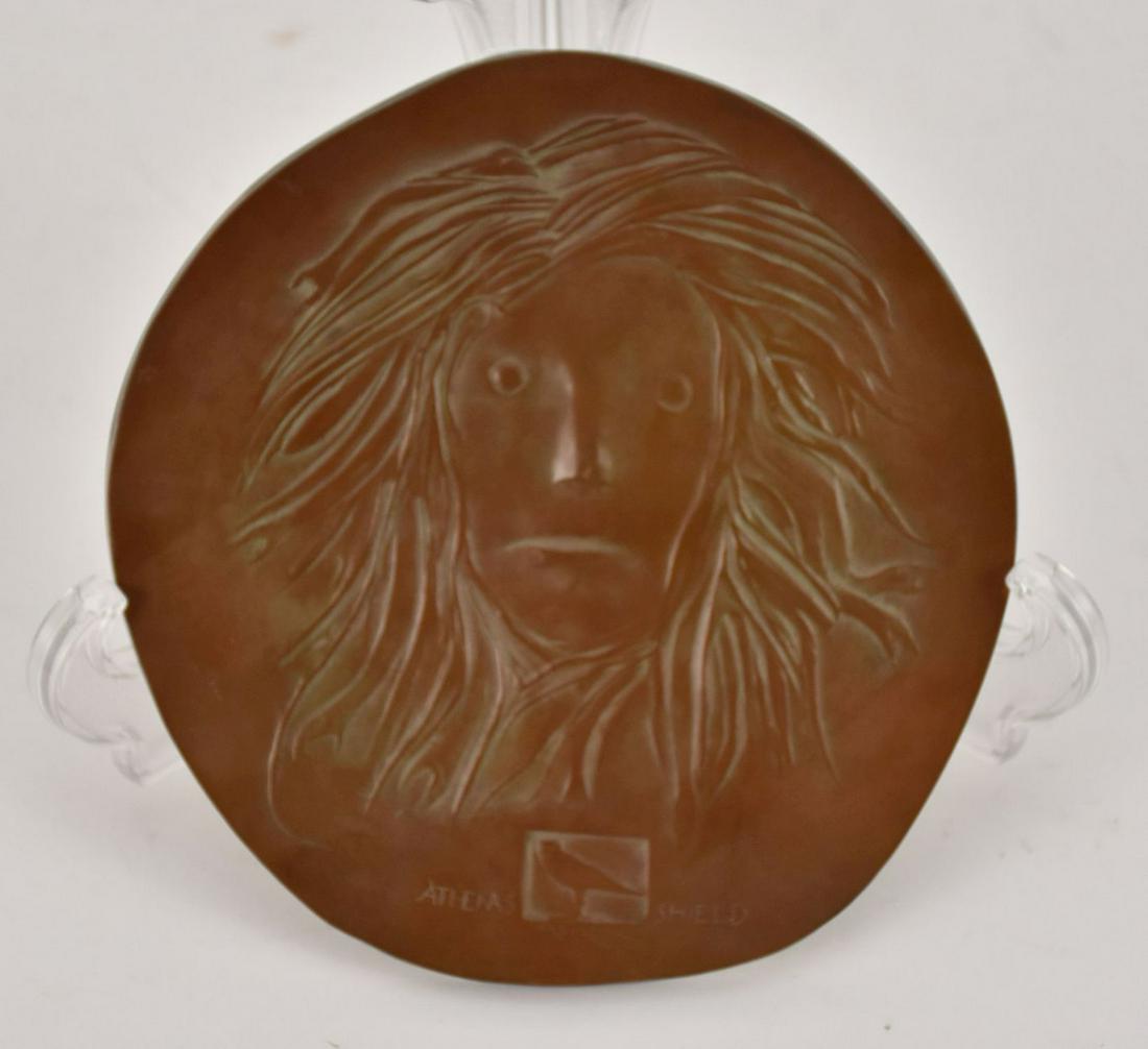 Leonard Baskin (American, 1922-2000) Athenas Shield Bronze Plaque - Circular bronze plaque with (1 of 5)