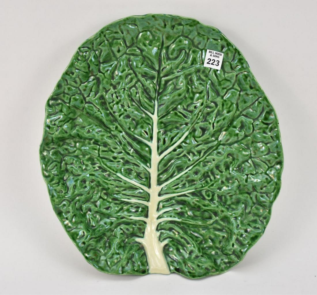 Single Large Green Lettuce Leaf Serving Platter, Impressed Portugal, 15" x 14" (1 of 6)