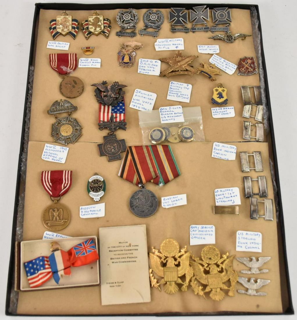 Box Lot Vintage Military WWII, Spanish American War, Russian, Moscow, Sterling Rank Insignia, ROF (1 of 7)