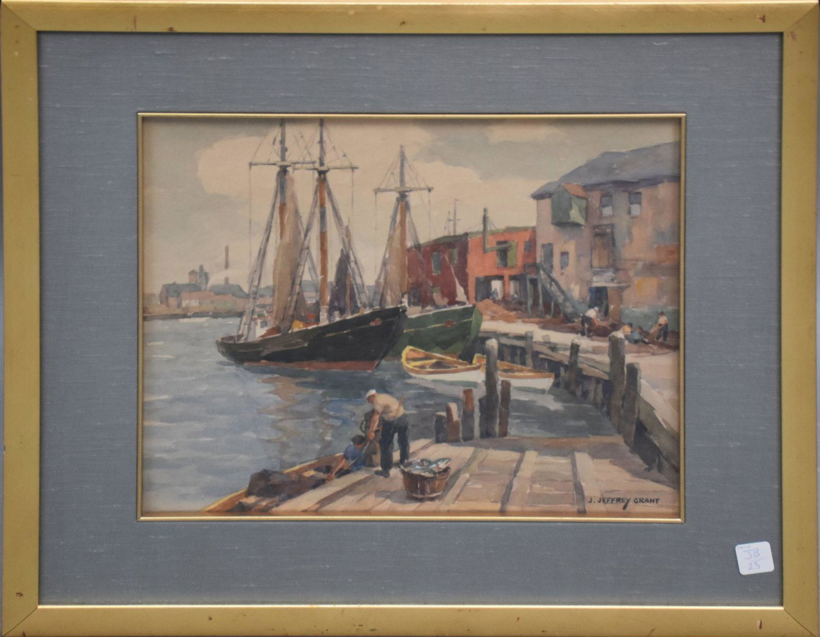 J. Jeffrey Grant (American, 1883-1960), New England Harbor Scene, watercolor on paper, framed and (1 of 5)