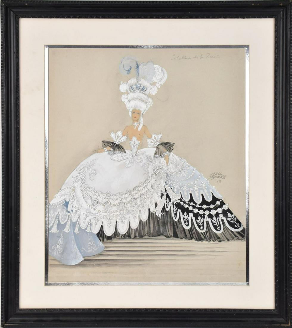 Alec Shanks British, (1904-1987) watercolor gouache on paper, French Theater, "Les Diamants", 17" x: Alec Shanks British, (1904-1987) watercolor gouache on paper, French Theater, "Les Diamants", 17" x 14 1/4" sight, 23 1/2" x 21" overall