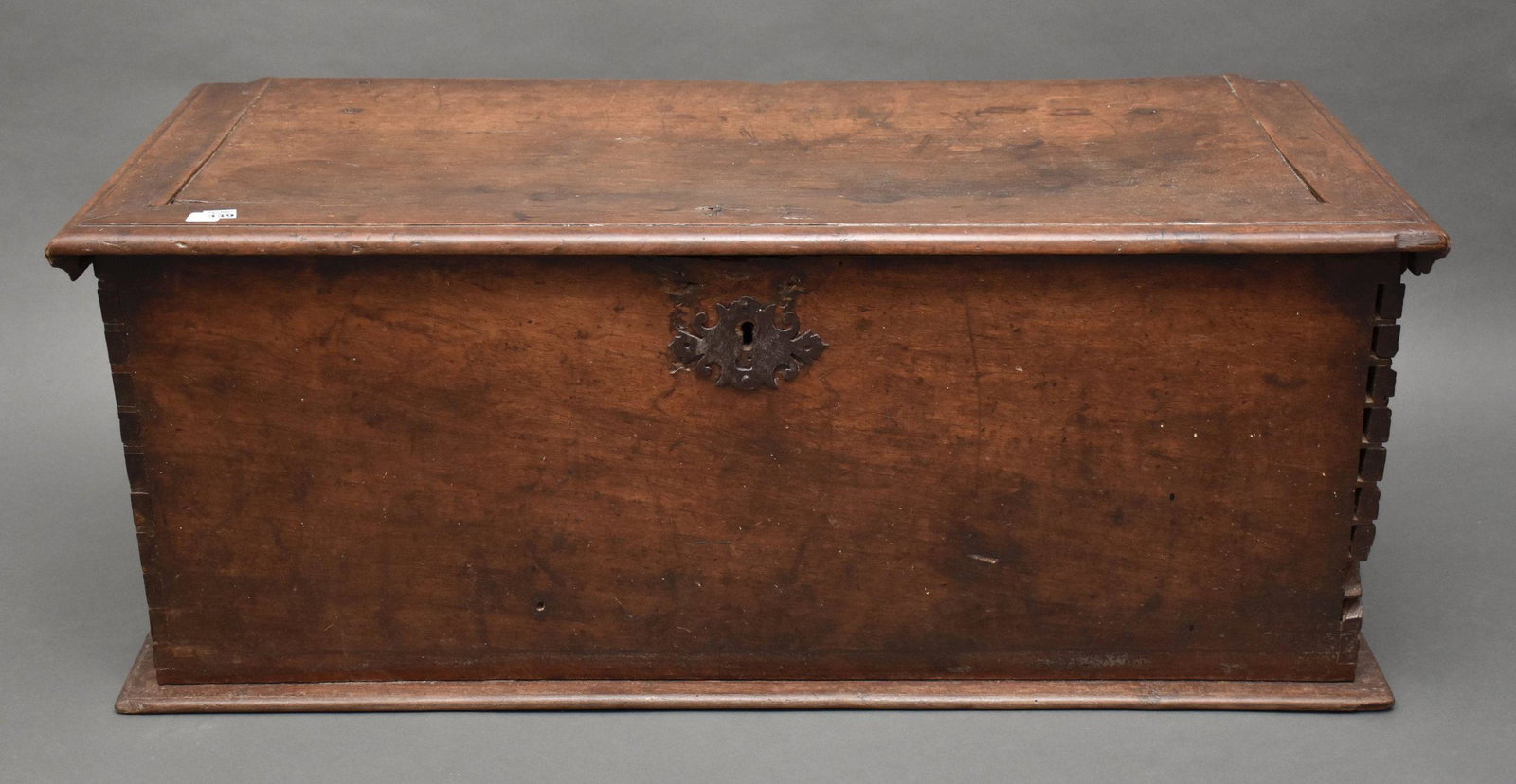 Continental Trunk, 17th c.  Dovetail with Decorative Iron Hardware, 17"h x 43"w x 19"d (1 of 12)