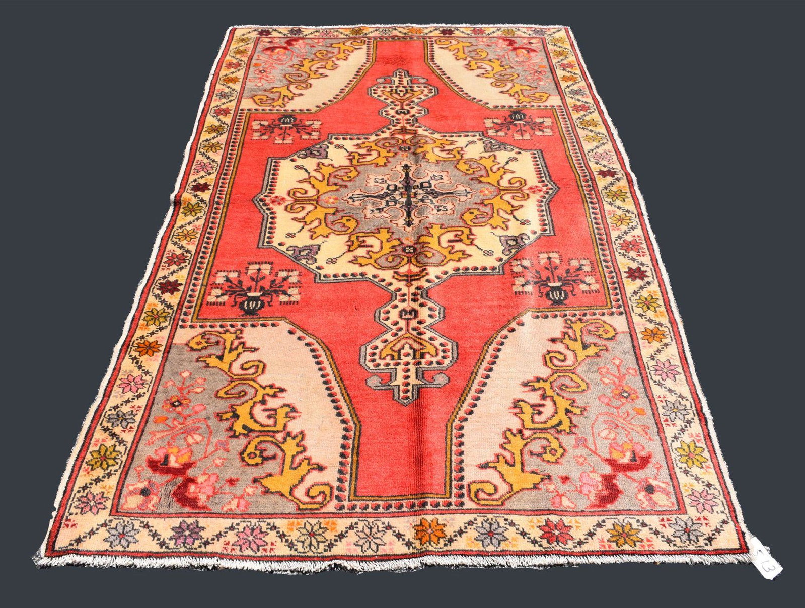 Anatolian Carpet, 4'9" x 7'6" (wood made in Turkey, good condition): Anatolian Carpet, 4'9" x 7'6" (wood made in Turkey, good condition)