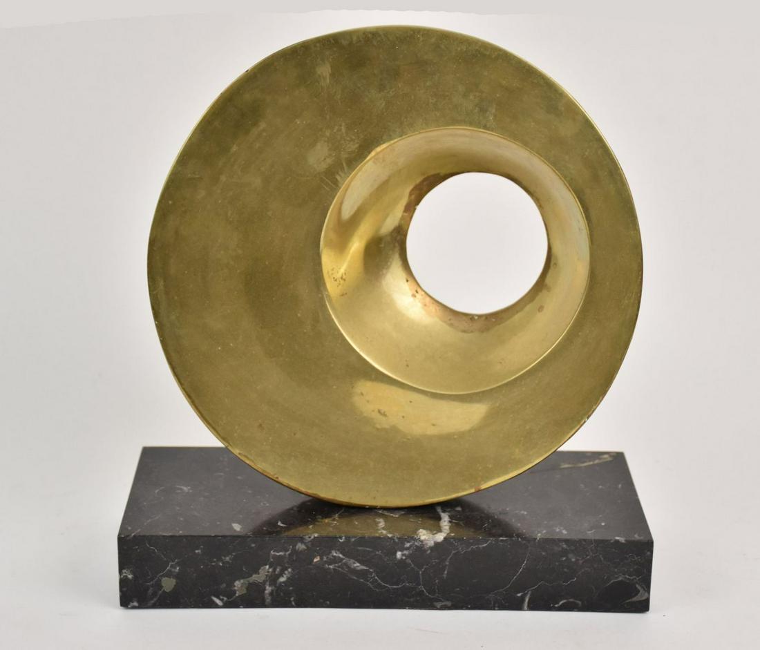 Brass Circular Sculpture, no apparent signature, 9-3/4 inches diameter. (1 of 4)