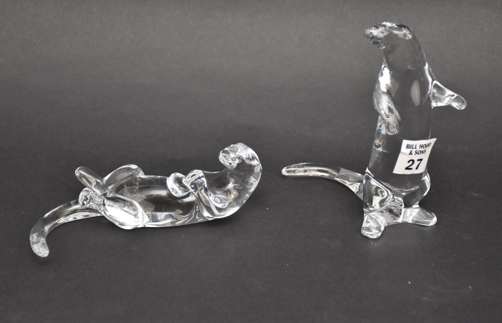 Pair of Baccarat Crystal Otters. Made in France. Both otters are signed with the etched round logo (1 of 5)