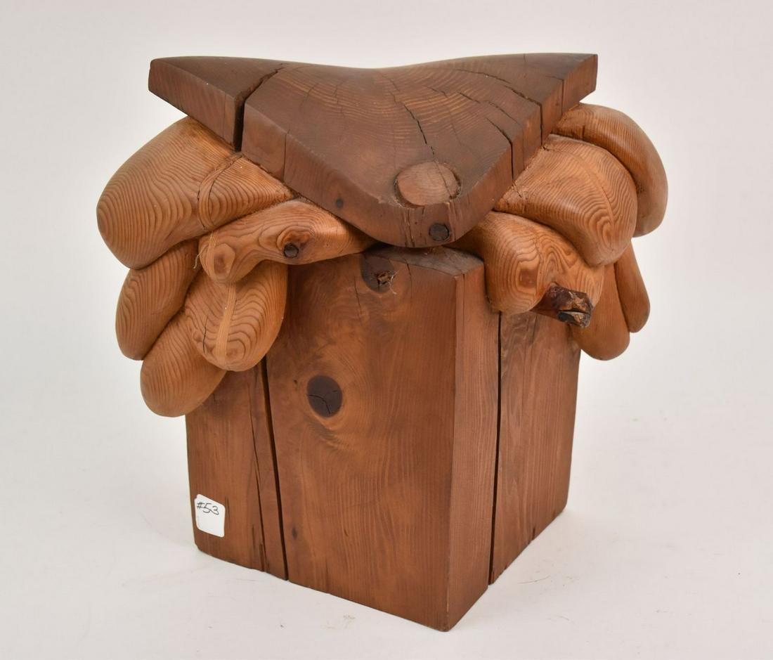 20th Century signed with Monogram - Untitled, Carved geometric sculpture in various woods, Monogram (1 of 5)