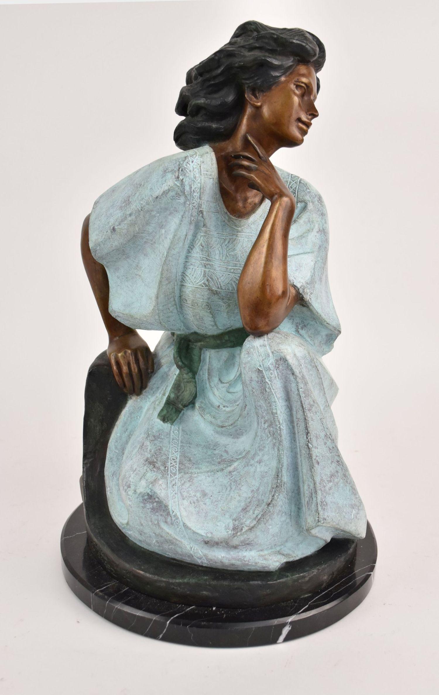 VICTOR GUTIERREZ (b. 1950) 20th Century, Mexican, Untitled, Bronze and painted sculpture of a seated (1 of 6)