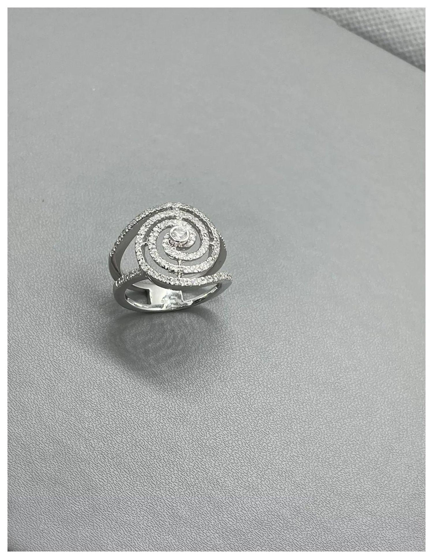 18K White Gold Swirl Ring. A fabulous ladies diamond cocktail ring featuring a circular pattern (1 of 5)