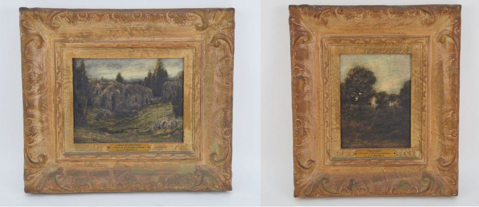 2 Paintings by John Franklin Earhart (American 1853 - 1938) oil on board Twilight- Forest of (1 of 9)