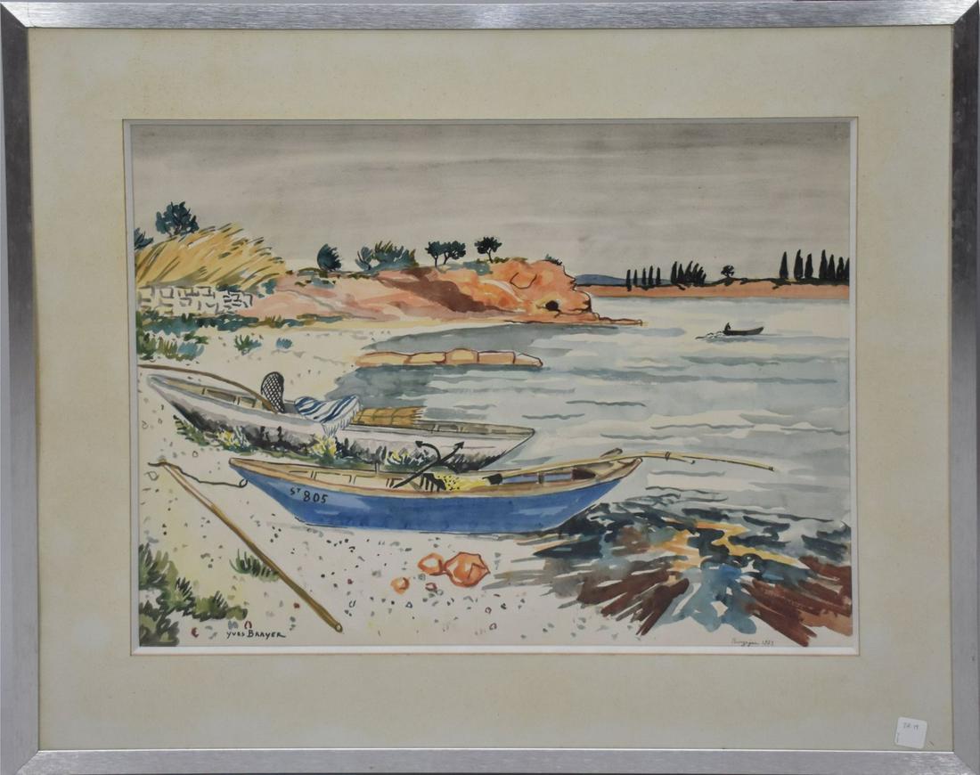 YVES BRAYER (1907-1990) 20th Century, French, Watercolor on paper, Bouzigues, 1973, Depicting two (1 of 6)