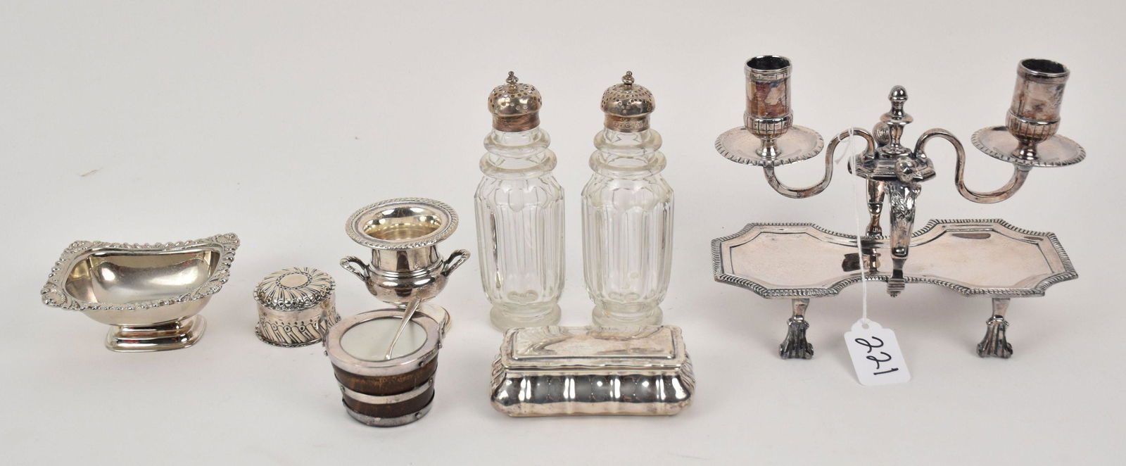 8 Objects D' Art, incl;  Antique Silver Plated Chamberstick, Silver Plated Salt, Silver Plated (1 of 5)