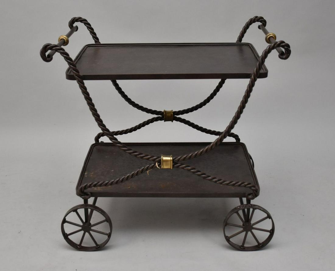 Metal Decorative Bar Cart, 2 Tier with Brass Accoutrements (1 of 3)