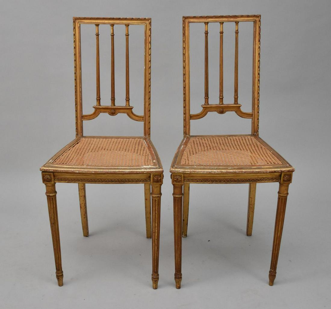 Pair Diminutive Gilded Side Chair with Cane (1 of 4)