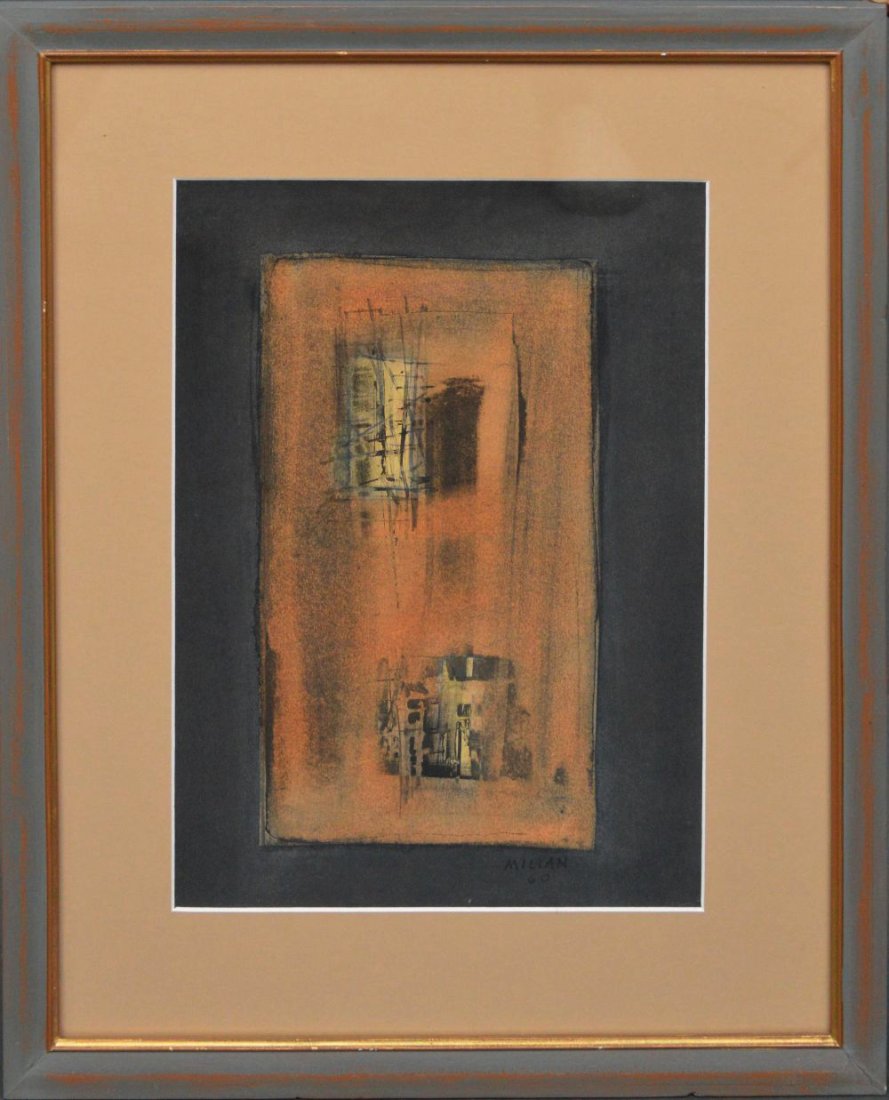 Raul Milian (CUBAN 1914â€“1986) Mixed Media Abstract Painting on Paper (1 of 6)
