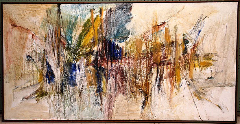 Gino Hollander (AMERICAN, 1924) oil on canvas, Mode: Gino Hollander (AMERICAN, 1924) oil on canvas, Modern Abstract, 33"x65" sll,