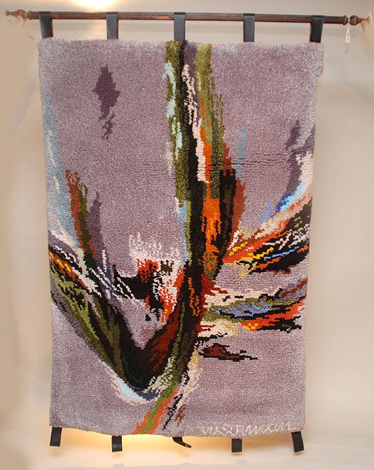 Leonardo Nierman (MEXICAN, 1932) Rug / wall hanging: Leonardo Nierman (MEXICAN, 1932) Rug / wall hanging, Abstract, 69"x48"
