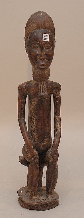 Carved wood figure of African male, 30"h: Carved wood figure of African male, 30"h