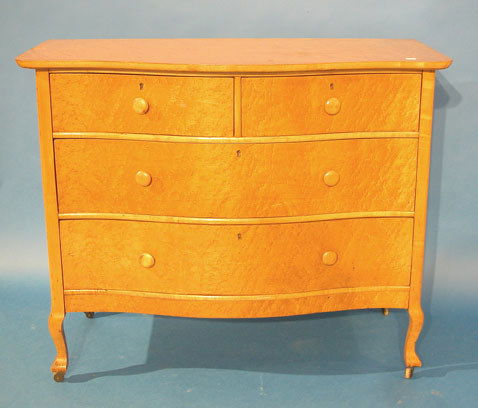 233c 1930 S Birdseye Maple Serpentine Front Dresser Aug 23