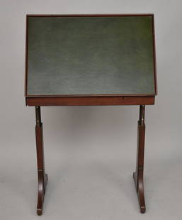 Draftsman Adjustable Table with Green Leather Insert Top, 31"h x 29"w x 19"d: Draftsman Adjustable Table with Green Leather Insert Top, 31"h x 29"w x 19"d